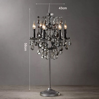 Lampe de table décorative américaine en fer forgé rustique antique avec cristal, style vintage, pour centre de table de mariage, lampe de chevet ou de bureau