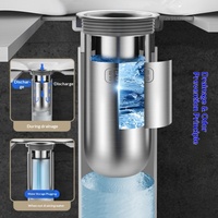 Nouveau siphon de sol en acier inoxydable 304, design moderne et minimaliste, avec insert anti-odeur en U à joint d'étanchéité profond pour salle de bain