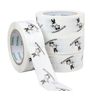 Custom packing plastic paper tape print your own logo design Low moq waterproof tape security for warning seal packing