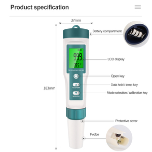 Digital <strong>Pen</strong> Type Water Quality <strong>Tester</strong> 7 in 1 Temperature S. G Salinity ORP TDS EC PH Meter for Aquariums with Backlight - Product Image 4