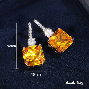 Orecchini a Gancio con Zircone Giallo a Forma di Fiore di Ghiaccio per Donne, Gioielli Eleganti e Scintillanti alla Moda - Product Image 4