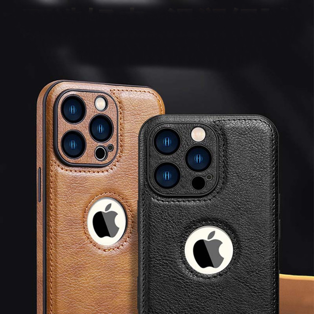 Wholesale Business Full Wrapped PU Leather Phone Case for iPhone 17 Pro Max 16 Back Cover with Back Logo Hole and Camera Protect