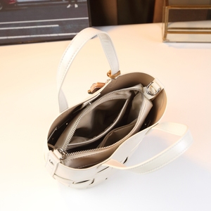 Borsa a secchiello intrecciata a tinta unita alla moda da donna, borsa a tracolla singola - Product Image 4