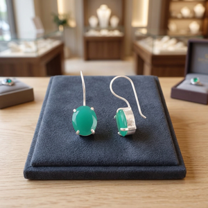Pendientes de Piedra Preciosa de Ónix Verde de Diseño 2026, en Plata de Ley 925, para Mujeres y Niñas - Product Image 5