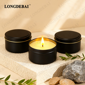 กล่องบรรจุภัณฑ์โลหะสีเงิน ดำ ทอง ดีไซน์เรียบง่าย ปรับแต่งโลโก้ได้ ขายส่ง กระป๋องเหล็กกลมขนาด 4 ออนซ์ สำหรับเทียนหอมพร้อมฝาปิด - Product Image 6