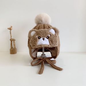 Autumn and Winter Pom-pom Knitted Ear-protecting <strong>Hat</strong> for Babies in Cute <strong>Bear</strong> Style - Product Image 4