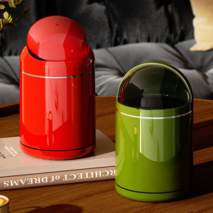 Mini Round Trash Can With Lid Cylindrical Indoor Use For Living Room Bedroom Office - Product Image 1
