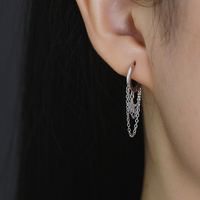 Nouvelle conception, boucles d'oreilles en argent sterling 925, chaîne à double cercle, chaîne à pampilles, zircon, plaqué or 18 carats