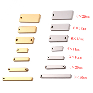 Breloques rectangulaires vierges en acier inoxydable, connecteurs à double trou, pendentifs, étiquettes, accessoires de bijoux pour colliers et bracelets personnalisables en DIY - Product Image 2