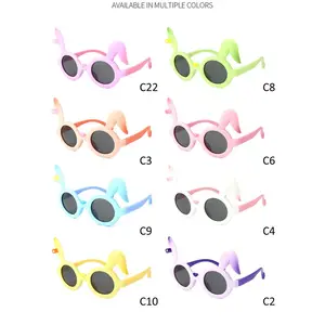 Factory Wholesale Colorful Cute Silicone Flexible Polarized Round Girl Boy Kids Sunglasses