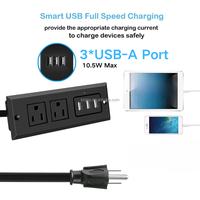 Multiprise encastrable pour conférence avec 2 prises CA et 3 ports USB-A, prise de bureau pour table d'appoint