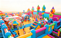 Château gonflable géant commercial personnalisé, parc à thème avec toboggans, parcours d'obstacles, structure de saut pour enfants, location en extérieur