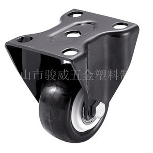 Ruedas fijas negras de poliuretano con diamante de 25 mm, con rodamientos de bolas de precisión y montaje en placa para muebles - Product Image 2