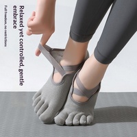 Chaussettes de yoga et de Pilates antidérapantes professionnelles en coton à cinq doigts, absorbant la transpiration, pour sports d'intérieur, vente en gros