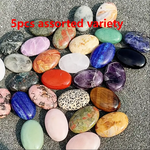 2/5 أحجار نخيل بلورية مختلطة طبيعية-أحجار عقيق رخامي أحمر وأخضر وأسود لديكور المنزل - Product Image 5