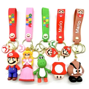 Super Mario Wholesale 3d Pvc Rubber Keychains My World Game Styles Pendant Key Ring for Gifts&Crafts