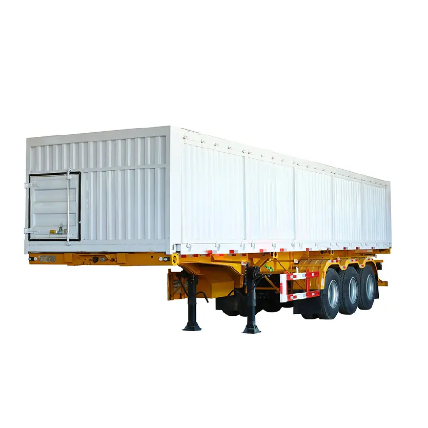 Cina 3 assi trasporto furgone semirimorchio alluminio acciaio 50 Ton Van Box Trailer Van Cargo Truck Box con porta aperta laterale