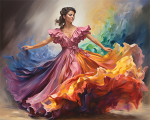 Orfon Dropshipping Schilderen op Nummer Kit - Levendige, vloeiende jurk danskunst voor thuisdecoratie DIY knutselwerk - Product Image 1