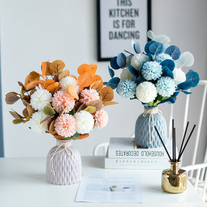 Fleurs artificielles Kch, bouquet de chrysanthèmes en soie, 10 cm de haut, pour la décoration de la maison et des mariages - Product Image 4