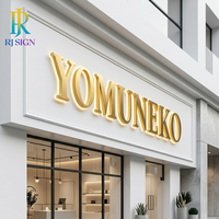 Superbe enseigne lumineuse 3D à lettres rétroéclairées en LED, miroir doré, enseigne lumineuse LED pour entreprise, restaurant, devanture de magasin, enseigne extérieure