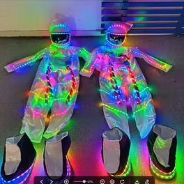 <span class=keywords><strong>Combinaison</strong></span> d'astronaute LED clignotante RVB, costume de spationaute lumineux intégral pour club, bar, spectacle, Halloween, carnaval - Product Image 1