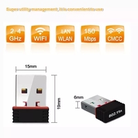 Adaptateur WiFi sans fil USB 2.0 mini à prix d'usine, chipset L8188 avec interface PCI 802.11n 150 Mbps, carte réseau WI-FI