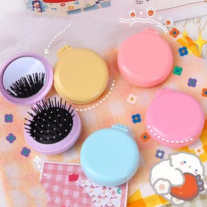 Biểu Tượng Tùy Chỉnh Rắn Màu Mini Có Thể Gập Lại Gương Với Bàn Chải Tóc Du Lịch Cầm Tay Nhựa Gương Cho Trẻ Em - Product Image 1
