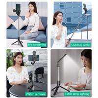   Tongkat Selfie Tripod Genggam dengan Lampu Pengisi, Braket Siaran Langsung Universal untuk Ponsel