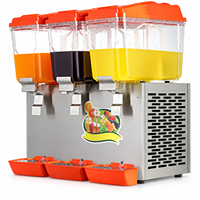 Boissons de cafétéria à succès commercial avec robinet, machine à jus réfrigérée à trois cylindres, boissons de bar à jus