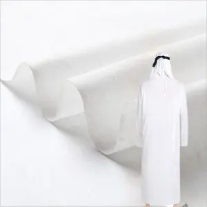 Multi Color Plain Sustainable Soft 45 Cotton 55 Linen rab thobe thawb fabric/muslim white clothing fabric