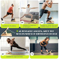 Planche d'étirement des mollets en bois réglable et pliable, antidérapante, avec poignées latérales inclinées
