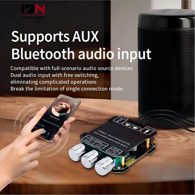 IBN's New 2.0 Stereo Bluetooth Audio Digital HIFI 50W*2 with Adjustable Bass and Treble Levels