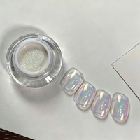 Poudre à ongles effet miroir arc-en-ciel Aurora, pigment holographique laser chrome en pot avec applicateur éponge pour manucure DIY