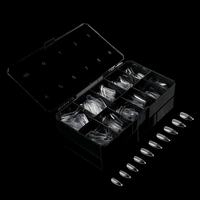 BQAN – pointe d'ongle en acrylique, amande courte, Non courbe C, couverture complète, demi-mat, transparent, Gel souple