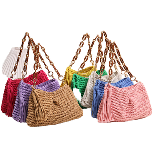 Nuova Borsa da <span class=keywords><strong>Spiaggia</strong></span> alla Moda per Signore, Borsa a Tracolla Intrecciata a Mano in Corda di Cotone con Cerniera, Bellissima Borsa a Tracolla da <span class=keywords><strong>Spiaggia</strong></span> 2026 - Product Image 1