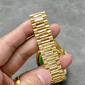 Montre de luxe pour homme, date, lunette cannelée, bracelet présidentiel, automatique, calendrier lumineux, acier doré, montre-bracelet pour homme, style classique - Product Image 6