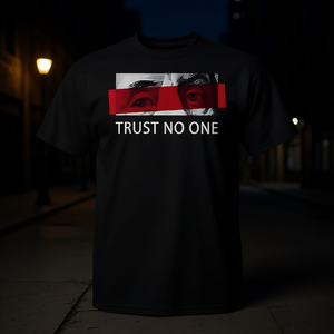 Camiseta Trust No One con diseño gráfico negro, ropa informal para hombre - Product Image 3