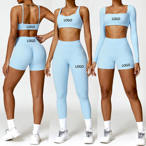 Set di 4 Pezzi all'Ingrosso, Abbigliamento Sportivo da <span class=keywords><strong>Donna</strong></span> Aderente, Completo Yoga Spazzolato ad Asciugatura Rapida, <span class=keywords><strong>Tuta</strong></span> Invernale per Fitness e Corsa all'Aperto - Product Image 1