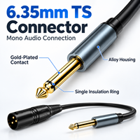 Kabel Audio TS 6.5mm ke XLR Male, Tembaga Bebas Oksigen, Konektor Berlapis Emas untuk Mixer, Studio, Siaran Langsung, Kamera Mobil