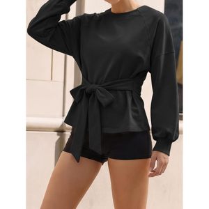 Sudadera Personalizada para Mujer con Lazo, Manga Larga, Cuello Redondo, Estilo Holgado, Informal, para Hacer Ejercicio - Product Image 3