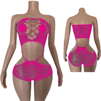 Vente en gros, prêt à expédier, best-seller, 4 couleurs disponibles, vêtements de danse exotiques en résille et strass