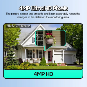 10.1インチ液晶画面4MP 4CHソーラー屋内カメラ8 PCA 1年2.8mm CMOSバッテリー式サポートWiFi SDカードメモリーカード - Product Image 4