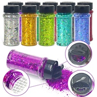 2oz Bouteille Couleur Printemps Artisanat Holographique Néon Bloc Mixte Chunky Poudre Paillettes pour Cadeau Décoration de Noël 24 Couleurs par Set