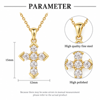 Collier en laiton ARNAN avec pendentif croix en acier et zircon étincelant, chaîne minimaliste pour clavicule, bijoux quotidiens pour femmes, cadeaux en gros