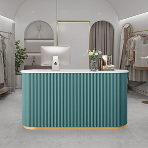 Modern Design Luxury Style <strong>Beauty</strong> <strong>Salon</strong> Reception Desk <strong>Pink</strong> Color Golden Color Optional Barber Clothing Store Reception Desk - Product Image 3