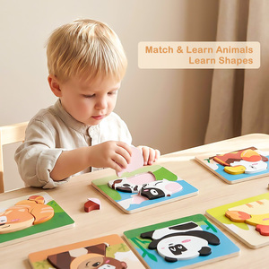 Nuovo Puzzle 3D in Legno Montessori con Animali della Fattoria, <span class=keywords><strong>Gioco</strong></span> di Abbinamento Forme, Giocattolo Educativo Sensoriale per Bambini in Età Prescolare - Product Image 2
