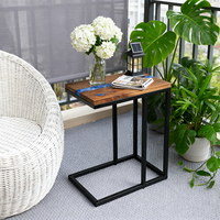Maison Naturelle Bois de Noyer Noir et Résine Epoxy Petite Table Basse d'Appoint en Forme de C pour Salon Chambre à coucher Chevet