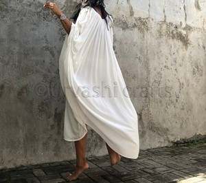 Robes De Plage d'été Femmes Coton Maxi Manches Longues Station Kaftan - Product Image 2
