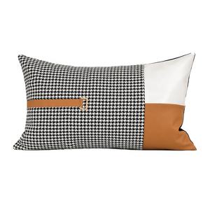 Syuntin — housse de coussin carrée en Faux cuir, Patchwork de couleur unie, décoration d'intérieur moderne nordique, 30x50cm - Product Image 4