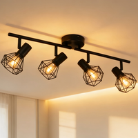 Spot de plafond E14 moderne industriel, éclairage sur rail, cage en métal noir mat 350 °   Rotatif pour salon, cuisine, salle à manger